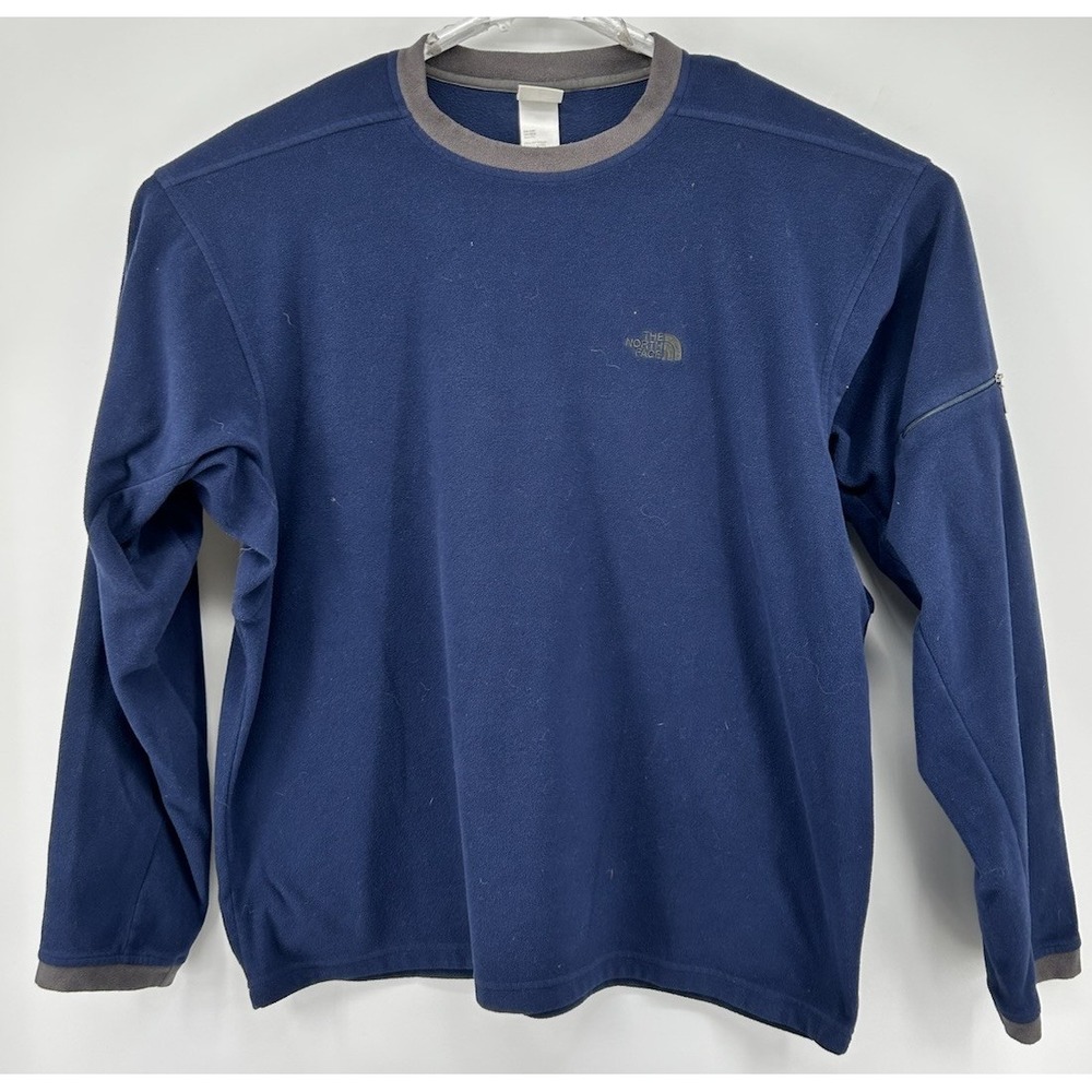 The North Face Fleece Polyester Pullover Sweatshirt Blue Men's Size Large